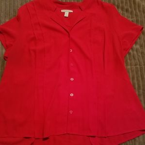 Dana Buchman Red Button Down Dress Top